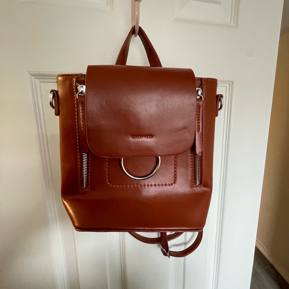 NWT Convertible Chic Brown Leather Backpack